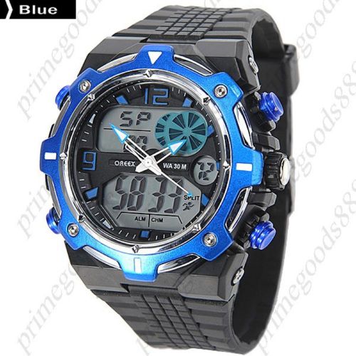 3ATM Digital Wrist Quartz Analog Date Alarm Men&#039;s Wristwatch Free Shipping Blue