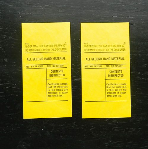 Tyvek law labels yellow black print custom all sizes 1056d 2 1/2 x 5 for sale