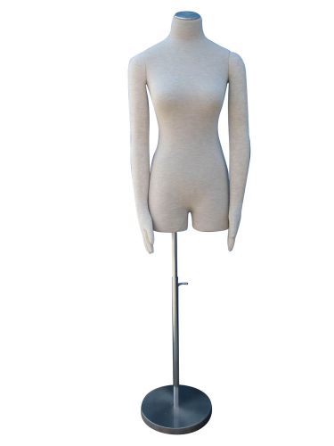34&#034;chest 24&#034;waist 35&#034;hips female mannequin dress form + pinnable arms grey (wrs1 for sale