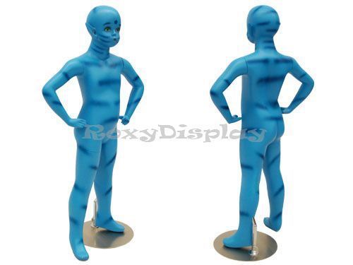 Child Fiberglass Blue Alien Style Mannequin Dress Form Display #MD-BLUKID