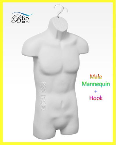 Male W/ Hips Mannequin Form Mannequin Hanging Manekin Dress Display White Color