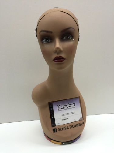 Rotating MANNEQUIN HEAD DISPLAY WIG HOLDER PLASTIC PVC 18&#034; TALL Sensational #1