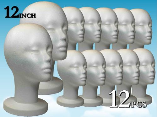 WIG STYROFOAM HEAD FOAM MANNEQUIN DISPLAY 12&#034; (12PCS)