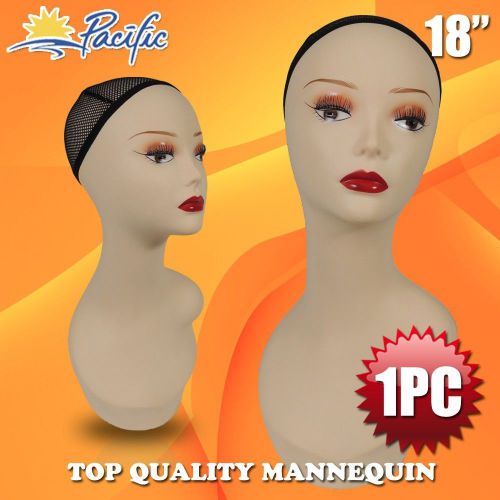 Realistic plastic lifesize female mannequin head display wig hat glasses pwed for sale