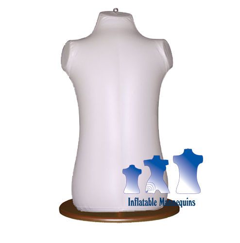 Inflatable Toddler Torso, Ivory And Wood Table Top Stand, Brown