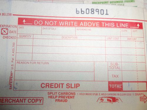 1000 Unopened 3-Part with Carbon Credit Card Imprint Sales Slips Receipt 10 pack