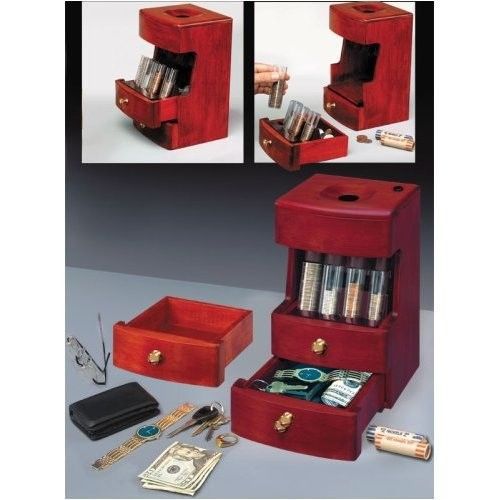 Wooden Coin Sorter Change Sorting Machine w/ Storage Drawer Retail Shop Business