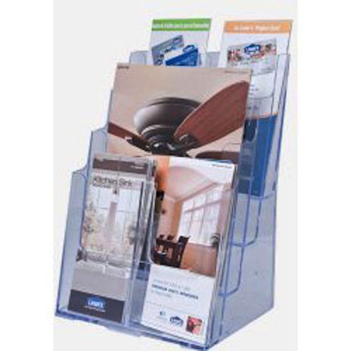 8.5 Wide Full Page Brochure Holder 4 Tier Clear Acrylic  Lot of 4   DS-LHF-S84-4