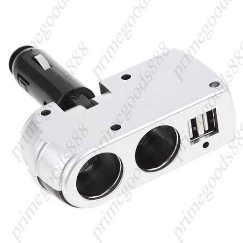 Two way car cigarette lighter splitter adapter with usb port for cellphone gps for sale