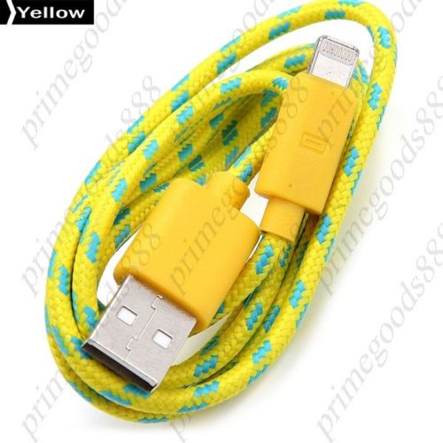1m Braided Cord Lightning Charge Data Sync Cable 1 m Charger Chargers Yellow