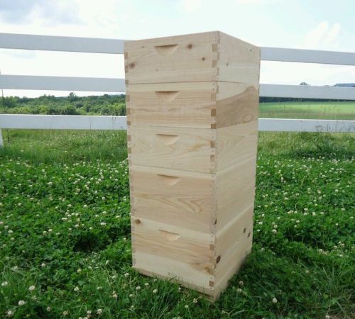 5 Cypress Bee Hive Boxes! 2 Deeps &amp; 3 Medium Honey Beehive Supers. Box Jointed.