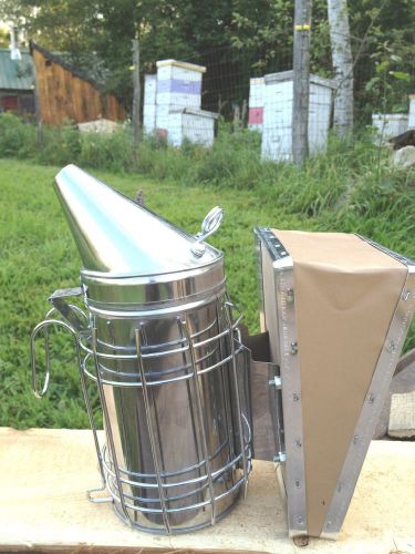 NEW! Stainless steel and leather beekeeping hive Smoker, free shipping!