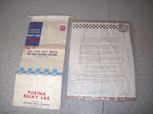 PURINA FARMER PROMOTION 1953 SAMPLE BAG AND LETTER TO FARMER in ALLEGAN MICH