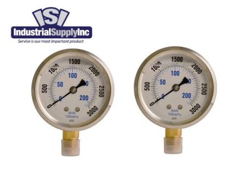 2-pk 0-3000 psi 2.5&#034; hydraulic-air-water pressure guage for sale