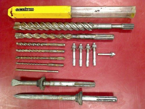 Hilti(6), dewalt(1), va(1) 8pc roto-hammer / masonry bits &amp; chisels for sale
