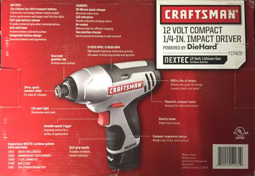 Cordless Impact Driver Craftsman Tool Kit Compact Drill 1/4&#034; 12V Wood Auto Home
