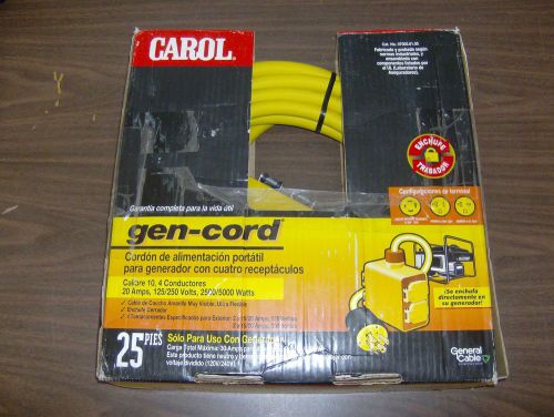 Carol gen-cord generator 10/4 25&#039; 20 amp 4 outlet 125/250 volt lockig power cord for sale