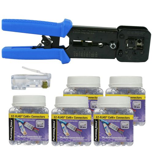 Platinum tools 100054 ez-rjpro hd crimp, ez-rj45 series cat6+ 500 connectors for sale