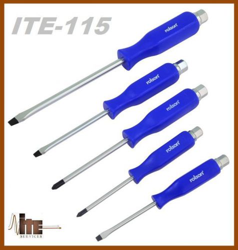 5 piece hex shank screwdriver set magnetic tips diy rolson tools screwdrivers for sale
