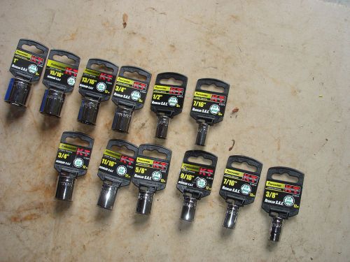 Kt industries &#034; professional &#034; 3/8&#034; drive sockets lot of 12 pcs.sae for sale
