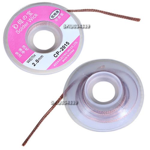 2 PCS 3.28ft 2mm Desoldering Braid Solder Remover Wick Wire Cable Wick CP-2015