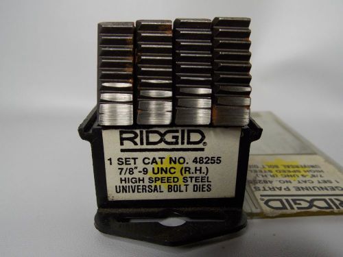 RIDGID 48255 7/8&#034;-9 UNC BOLT THREADING DIES RH HS FOR UNIVERSAL HEADS - NEW