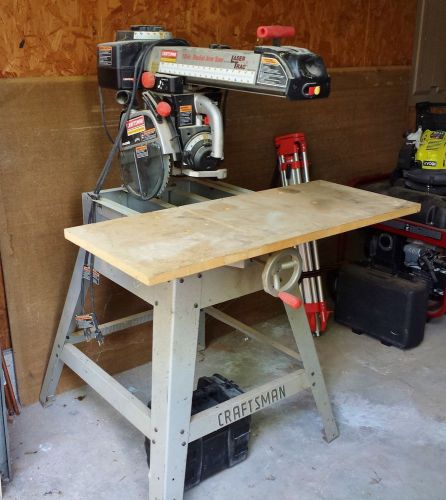 CRAFTSMAN 10&#034; RADIAL ARM SAW WITH LASER TRAC AND MOBILE BASE, MOD. # 22010