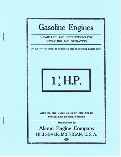 Instructions Alamo 1 1/2 HP Engine Repair List  Manual