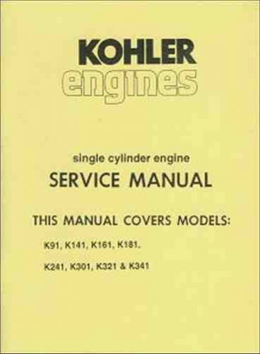 Kohler single cylinder engine service manual - reprint for sale