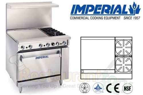 Imperial commercial restaurant range 36&#034; w/ 24&#034;griddle 1 oven natgas ir-2-g24-c for sale