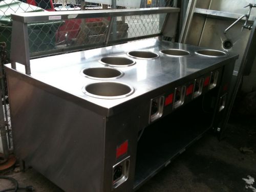 Apw serving line 6 round soup wells w sneezeguard for sale