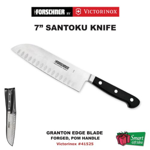 Victorinox Santoku 7&#034; Forged Knife, Full Tang, Black Pom Handle, Solingen #41525