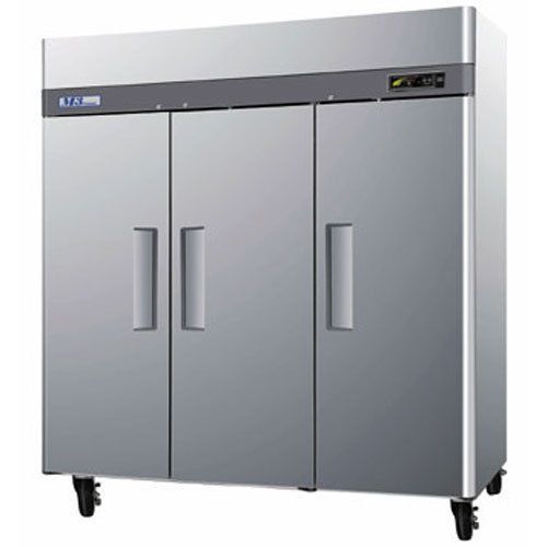 Turbo m3f72-3 reach-in freezer, 3 stainless steel doors, 77-3/4&#034; &#034; wide, 72 cubi for sale
