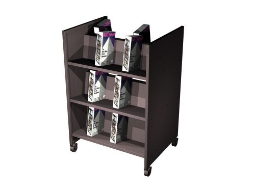 Double-sided metal book cart library cart mobile book storage school rack for sale