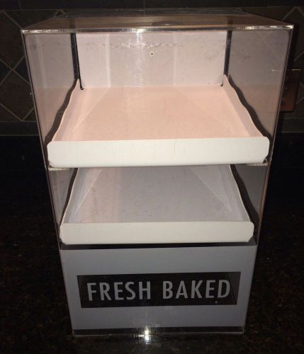 2 Tier FRESH BAKED Acrylic Pastry Bakery Donut Cookie Display Case Cupcake Stand