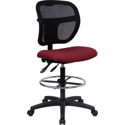 Flash Furniture WL-A7671SYG-BY-D-GG Mid-Back Mesh Drafting Stool with Burgundy F