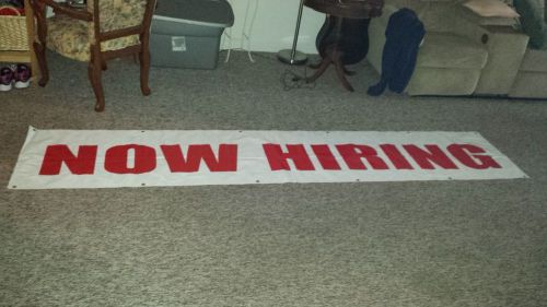 NOW HIRING All Weather Banner Sign heavy duty 10&#039; x 2&#039; large!