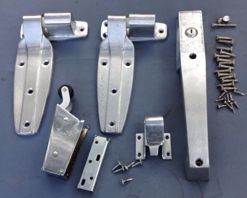 Kason freezer hardware set, door handle w/lock, hinges, screws. all stainless for sale