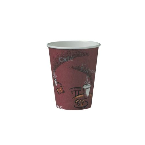 Solo 378SI-0041 8 oz Bistro Single Sided Poly Paper Hot Cup  20 Packs of 50 cups