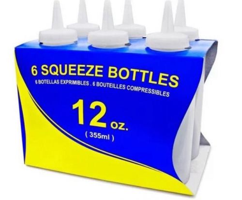 6 Plastic Squeeze Bottles Lot, Clear 12 Oz for Condiments Crafts Beauty C53