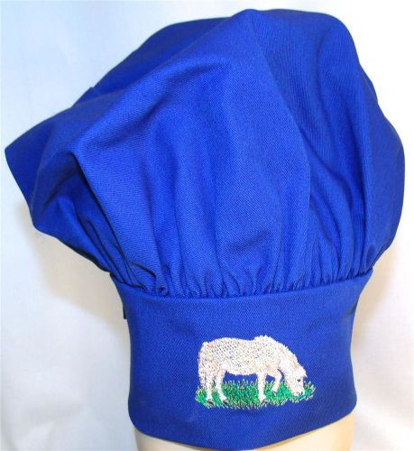 Shetland Pony Grazing Blue Chef Hat Adult Adjustable Kitchen Monogram Embroidery