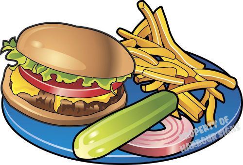Hamburger Meal Burger Fries Combo Decal 10&#034;  Food Truck Restaurant Concession