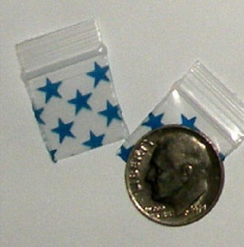 200 Blue Stars Baggies 0.63 x 0.63&#034; mini ziplock bags 5858