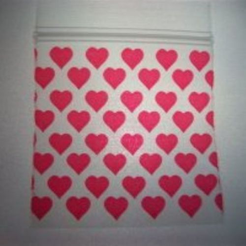 Printed Mini-ZipLock - Zip Lock Bags/Baggies -400 - 1 1/4&#034;w X 1 1/4&#034;h Val.Hearts