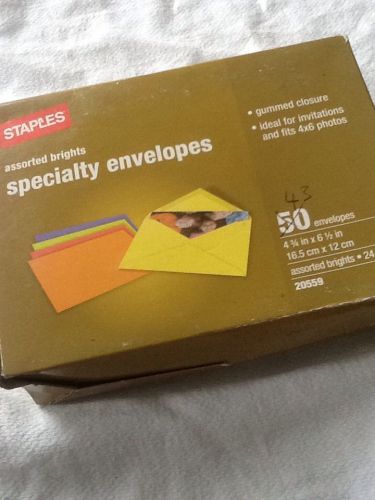 Staples brights color envelopes assorted 43 for sale