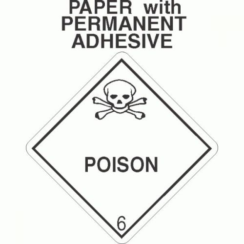 Poison class 6.2 paper labels d.o.t. 4x4 (roll of 500) for sale