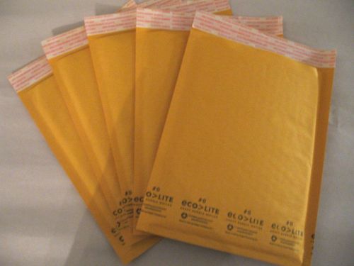 Five (5) kraft eco-lite bubble mailers padded envelopes 7-3/4&#034; x 11&#034; for sale