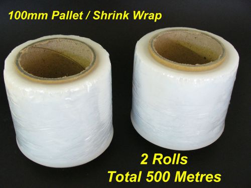 100mm pallet / shrink wrap x 500 metres (2 rolls) for sale