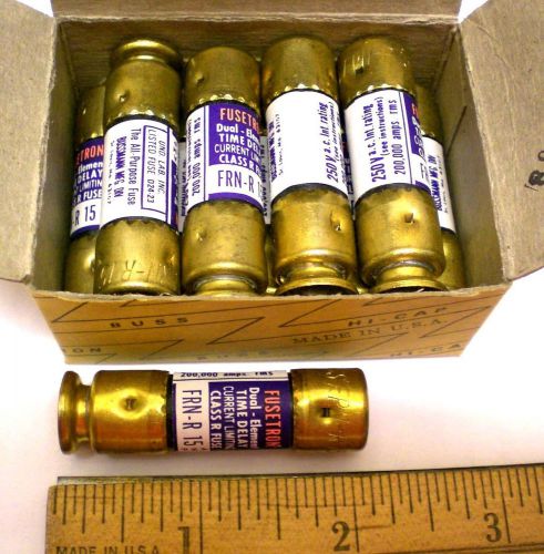 10 FRN-R 15 FUSETRON Dual Element Fuses by BUSSMANN, 250V Slow Blow, Made in USA