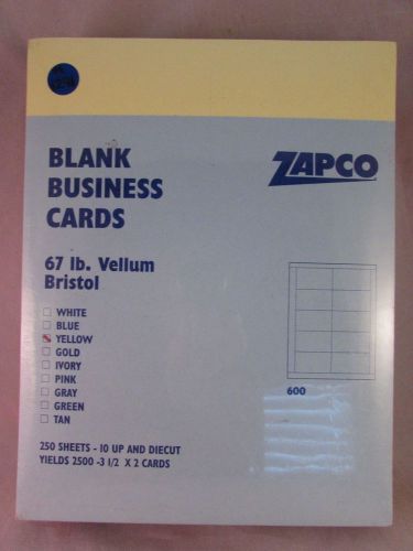 2500 (Yellow) Business Cards ~ 250 Sheets ~ 3-1/2&#034;x2&#034; Cards ~ NIP